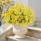 ATTGREAT Artificial Flowers Outdoor Faux Plants UV Resistant Fake Patio Flowers Plastic Greenery Plnats Outside Bulk for Spring Garden Hanging Planter Home Vase Decor, 12 Bundles (Yellow)