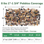 GreatBuddy 8-lb River Rocks, Decorative Rocks for Indoor Plants, 1-1 3/4 Inches Natural Polished Pebbles for Aquarium, Vases, Potted Plants, Garden Landscaping Outdoor, Mixed Color Stones