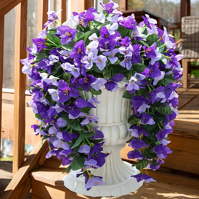 HyeFlora Bougainvillea Artificial Hanging Flowers Plants for Outdoors Decorations, 2pcs Fake Flowers Silk Bougainvillea Vines Realistic UV Resistant Faux Flowers for Planters Porch Patio Urn Yard, Mix