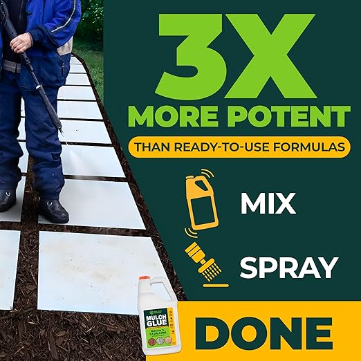 ECO LIVING SOLUTIONS Mulch Glue for Landscaping - Rock & Gravel Binder | Spray Glue for Paver Sealer | Landscape Glue for Mulch & Pebbles | Pet Safe & Plant Safe - 1 Gallon
