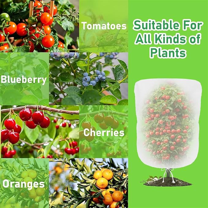 Heavy-Duty Garden Plant Protector with Zippered & Drawstring Closure Breathable Mesh Cover for Birds Deer Squirrels Defense Zippered Protective Garden Netting