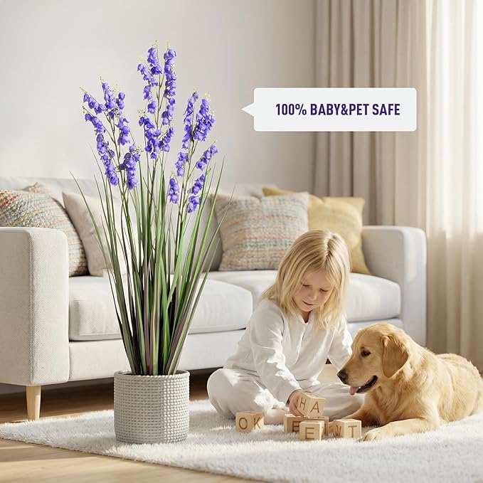 Ttranewsoo Green Onions Home Decor Fake Plants Lily of The Valley Snake Plant Home DéCor Accents Artificial Grass Room Decor Artificial Plants Indoor Artificial Grass 36" 1 Pack(Purple)