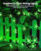 Brightown 60 LED Flower Solar Lights String Outdoor Waterproof Fairy Lights for Garden Yard Fence Patio Christmas Tree Wedding Party Decor, Green