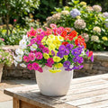 Artificial Flowers for Outdoors, 6 Bundles Fake Plants for Outside Decoration, UV Resistant No Fade, Realistic High End Silk Plastic Morning Glory for Planter Porch Patio Yard Garden