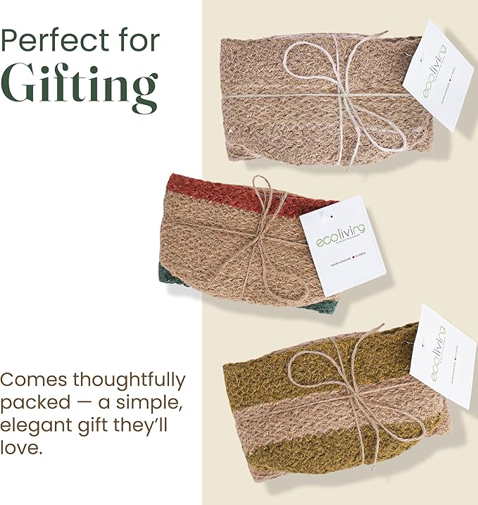 Jute Planter Basket -Sustainable Woven Rope Covers for Decorating Indoor/Outdoor Plants Pots 6.5x6.5x6 Inches Ideal Size for 6" Planter-Multi-Purpose Storage Set of 2 White & Natural Jute