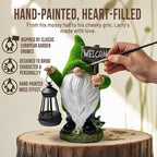 Garden Gnomes Outdoor with LED Solar Light - 11’’ Spring Season Gnome - Funny Decorations, Ornaments - Home, Yard, Patio, Solar Lantern Garden Statues - Housewarming, Birthday