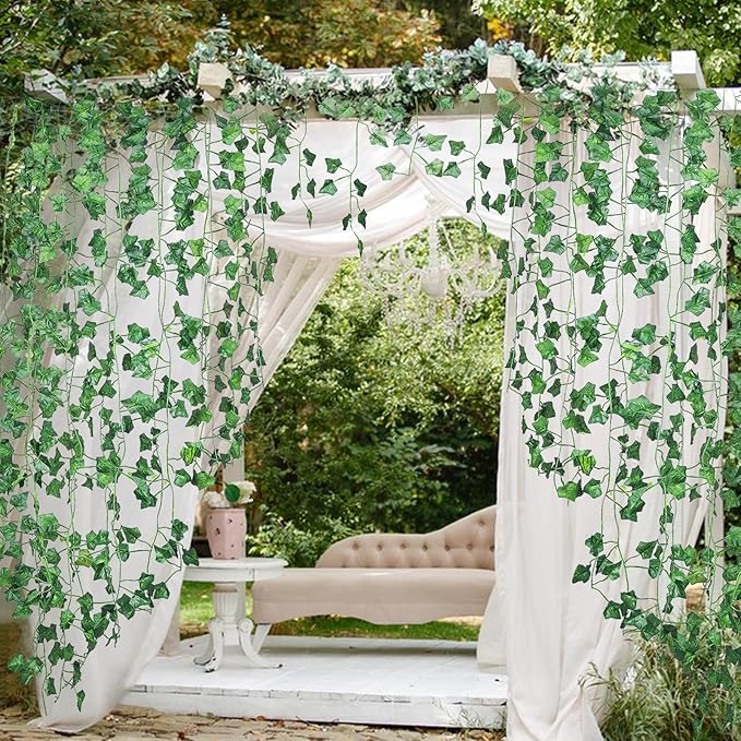 Fake Vines, 60 Pack 420 Feet Artificial Ivy Garland Vines for Bedroom Decor, Hanging Vines for Party Wedding Christmas Decoration,Fake Leaves for Outdoor Patio Garden