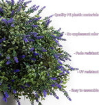 Set of 2 Artificial Lavender Boxwood Topiary Ball Trees with Ground Spike, 27.5" UV Resistant Faux Evergreen Shrubs, Purple Green Fake Bushes for Indoor Outdoor Front Porch Garden Patio Yard Decor