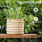 vomiceak Concrete Rattan-Style Plant Basket Planter, 5" Plant Pots Indoor Outdoor with Drainage Hole, Boho Flower Pot for Succulents, Herbs, Modern Farmhouse Decor, Ideal Gift for Plant Lovers