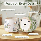 DREAMLOOM Vintage Ceramic Planter for Indoor Plants,6.1" Ice Crack Cottage Scroll Vase Tuscan Decor Flower Pots with Drainage Holes Home Kitchen Farmhouse Antique Decorative Gift (Red-Round)