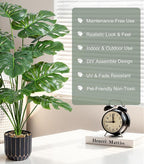 28" Artificial Monstera Plant Tall Fake Faux Plants Indoor Outdoor Tree for Living Room Home House Decoration