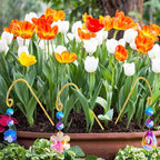 Potted Plant Trellis with Colorful Crystal Sun Catchers, 6.7 Inch Metal Plant Stakes, Fairy Stakes for Mini Potted Plant Decoration for Home Window Garden (8 Pack)