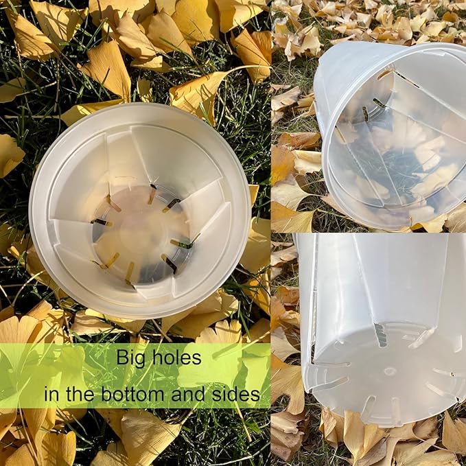 Large Clear Nursery pots for Plants with Saucers,10 pcs 9.5/8.3/7/6/5 inch Thick Plastic Nursery pots for Plants with Drainage Holes for Monstera,Aroid