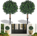 Shinoske 23" Boxwood Topiary Balls Tree Artificial Outdoor,Set of 2 Outdoor Fake Bushes Plant with Ground Spike,UV Resistant Artificial Plants for Garden,Porch,Yard,Balcony Decor