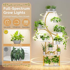 Plant Stand Indoor with Grow Lights - 62" Tall Plant Shelf, Lighted Corner Plant Stands for Indoor Growing, 8 Tiered Large Flower Holder, S-Shaped Plants Rack for Living Room, Bedroom, Faux Marble