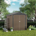 COMHOMA Shed Outdoor Storage Shed Metal,Lockable Doors Tool Sheds with Sloping Roof,Steel Garden Shed with Air Vent for Backyard,Patio,Lawn,Poolside(Brown,6'x4')