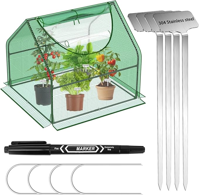 36"×36"×36" Green Houses for Outside, Portable Mini Greenhouse with Mesh Vents, Weatherproof PE Plant Shelter for Patio Gardening