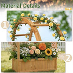 VINGLI Raised Garden Bed with Trellis & Hanging Roof, Wooden Garden Bed, Outdoor Planter Box for Yard, Garden, Balcony (Natural Wood Color, Arched)