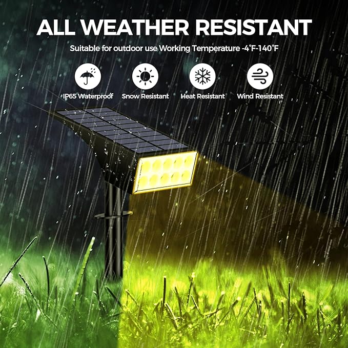 WENATY Solar Spot Lights Outdoor, Solar Lights Outdoor Waterproof IP65, 4 Lighting Modes Solar Powered Spotlights Yard Garden Landscape Pathway Solar Security Lights for Outside (Warm White, 6 Pack)
