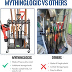 Mythinglogic Garden Tool Organizer for Garage, Yard Tool Rack with Wheels, Garage Organizers and Storage Holder for Yard Tools (Small Tower)