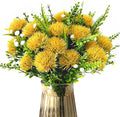 CATTREE Artificial Dandelion Plants, Plastic Flowers Shrubs Bushes Fake Grass Wedding Indoor Outdoor Home Garden Verandah Centerpieces Arrangements Party Decoration Planting Filler - Yellow 4 Pack