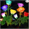 TONULAX Solar Garden Lights - Upgraded Outdoor Light, 7-Color Changing Rose Lights for Yard,Garden Decoration, Enlarged Solar Panel, More Realistic Rose Flower (2 Packs)