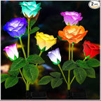 TONULAX Solar Garden Lights - Upgraded Outdoor Light, 7-Color Changing Rose Lights for Yard,Garden Decoration, Enlarged Solar Panel, More Realistic Rose Flower (2 Packs)