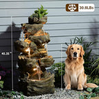Sunlinua 40H Realistic Tree Cascading Outdoor Water Fountain with 5 Tiers | Resin material,ideal for garden patio backyard porch home decor,6 LED light,easy to install,gifts for women men mom father