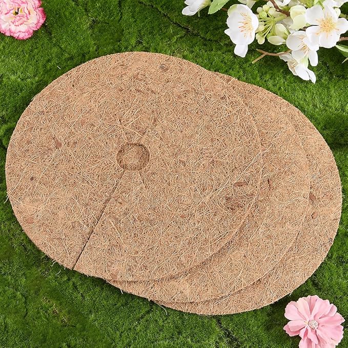 CREATCABIN 3Pcs Coconut Fiber Mulch Ring 23cm Tree Plant Protector Mat Natural Coco Coir Tree Protection Ring Plant Pot Soil Cover Disc Plant Cover for Indoor Outdoor Trees Plants Landscaping