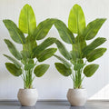 Lifelike Bird of Paradise Artificial Plant,5ft Faux Banana Leaf Tree with 10 Trunks - Perfect Indoor Silk Floor Plant for Home Decor in Living Room, Office, and Bedroom (Set of 2)