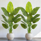 Lifelike Bird of Paradise Artificial Plant,5ft Faux Banana Leaf Tree with 10 Trunks - Perfect Indoor Silk Floor Plant for Home Decor in Living Room, Office, and Bedroom (Set of 2)