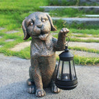 Statue Garden Dog with Solar Lantern - Ideal Gifts for Outdoor Patio, Figurine for Year Dogs – Gift for Mom, Grandma, Dog Lovers,Birthdays Housewarming Present