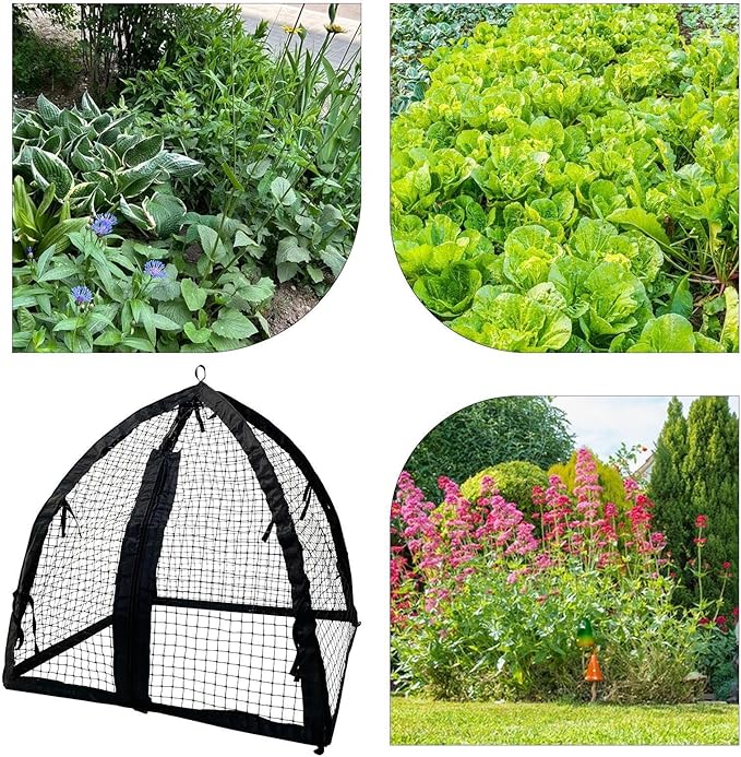 Plant Protectors | 22x22x22in Fruit Safety Support | with Stakes Zipper Plant Protection from Animals | for Flower Vegetables Chicken Bird Squirrel Rabbit Prevention Outdoor Balcony Yard Garden
