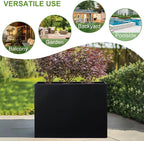 BAYN Metal Rectangular Planter Box Tall Planters for Outdoor Plants Modern Heavy Duty with Drainage Holes for Outside Indoor Patio Deck - Black, 32”x 12”x 24”