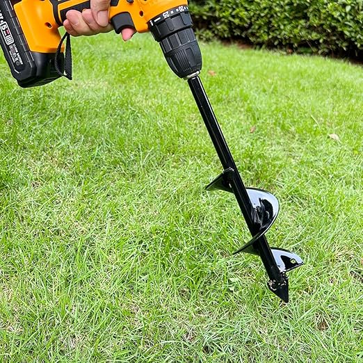 Heavy Duty Auger Drill Bit, 3X Faster Planting & Digging! Hex Shank Fits All 3/8" Drills ，Garden Bulb Planter, Ice Fishing & Fence Post Hole Digger ， Carbon Steel Blade