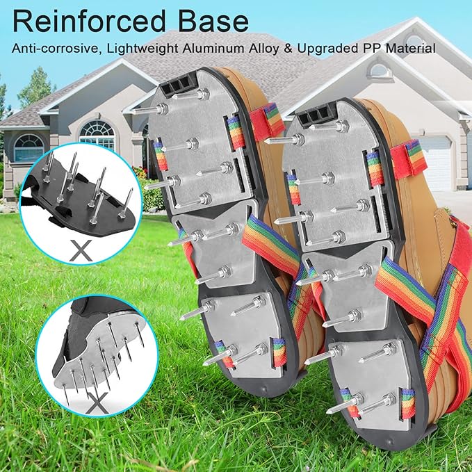 Lawn Aerator Shoes for Grass - Pre-Assembled Grass Aerator Shoes for Lawn - Soil Yard Aerator Tool for Aerating Patio Garden, Colorful, Medium Size