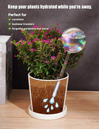 Tomorotec Iridescent Glass Self Watering Globes 6-Pack (3 Large+3 Small), Decorative Hand-Blown Rainbow Glass Watering Bulbs, Automatic Irrigation for Indoor & Outdoor Plants, Easy to Use and Maintain