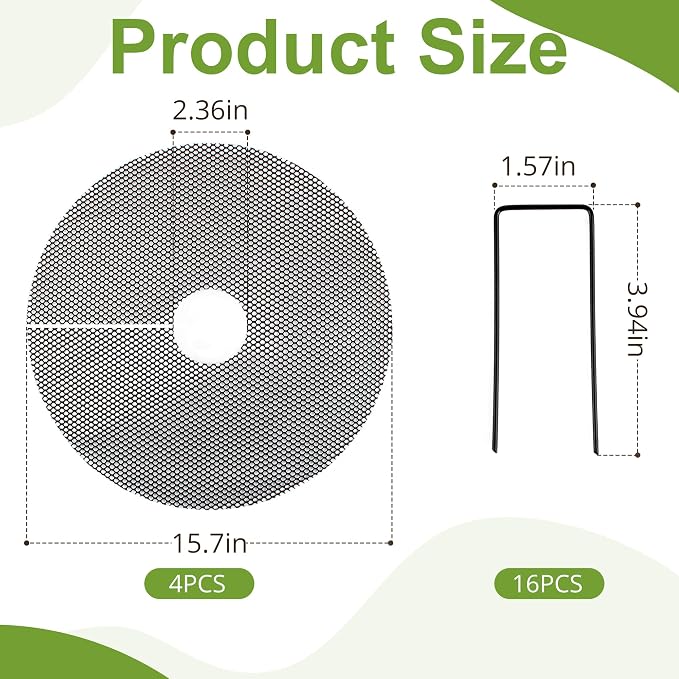 4 Pack 15.7" Cuttable Plant Pot Grids with 16 Stakes, Soil Cover & Cat & Animal Digging Stopper for Indoor Outdoor Garden Plants
