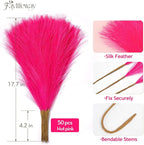 50 PCS Hot Pink Pampas Grass, 17in Pampas Grass Decor, Artificial Pompas Wall Decor for Vase Room Bedroom Kitchen Table Wedding Party Birthday Baby Showers（Hot Pink）