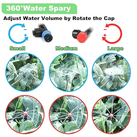 Drip Irrigation Kit – 2026 New Quick-Connect Micro Irrigation System with 46FT 1/2'' Tubing, Locking Nozzle Emitters, Adjustable Misting Sprayers for Gardens, Lawns, Raised Beds and Greenhouses