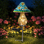 LOVERUIS Garden Statues with Solar Watering Can Lights, Cute Outdoor Garden Decor for Patio Yard Lawn Ornaments, Unique Gift for Women Mom Grandma (ARS-Mushroom Blue)