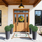 26 inch Height Artificial Boxwood Ball Bush with Ground Spikes, Set of 4 UV Resistant Faux Boxwood Ball Trees for Outdoors, Fake Evergreen Shrubs Bushes Plants for Garden Patio Front Door Balcony