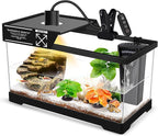 GOZILLA Turtle Tank Kit(Tank+Lamp+Filter), Upgrade PC Turtle Tank Starter Kit with Adjustable Lamp & Filter, Reptile Hideout Habitat with Lid for Small Reptiles.(15.75 × 7.9 × 9''/Black Kit)