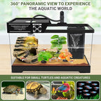 GOZILLA Turtle Tank Kit(Tank+Lamp+Filter), Upgrade PC Turtle Tank Starter Kit with Adjustable Lamp & Filter, Reptile Hideout Habitat with Lid for Small Reptiles.(19.68× 9.52× 9.44''/Large-Black-Kit)