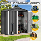 DWVO 6x4ft Metal Outdoor Storage Shed, Lockable Tool Storage Sheds, Oversized Steel Garden Sheds with Sloped Roof for Backyard, Patio, Garage, Lawn, Dark Gray