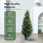 3FT Artificial Cedar Topiary Tree for Outdoor & Indoor Use – UV Rated Faux Cedar Tree in Planter, Fake Plants for Outdoor Planters & Indoor Decor, Ultra Realistic Artificial Shrubs (2 Pack)