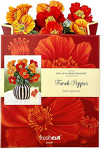 Freshcut Paper Pop Up Cards, French Poppies, 12 Inch Life Sized Forever Flower Bouquet 3D Popup Greeting Card, Birthday Cards, Thank You Card, Blank Notecard & Envelope