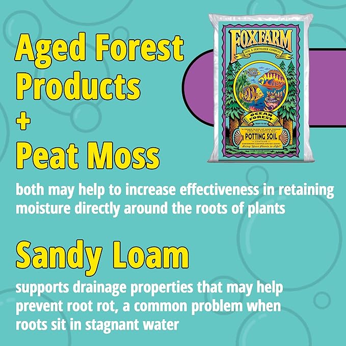 FoxFarm Ocean Forest Potting Soil, 1.5cu ft (Pack of 2) - Light, Aerated Texture, Designed for All Container Plants