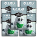Cat Grass Seeds for Planting – Grow Pet Greens Indoors or Outdoors – Heirloom Non-GMO Tri Grain Blend – Survival Garden Seeds (5 Pack, Seed Only)