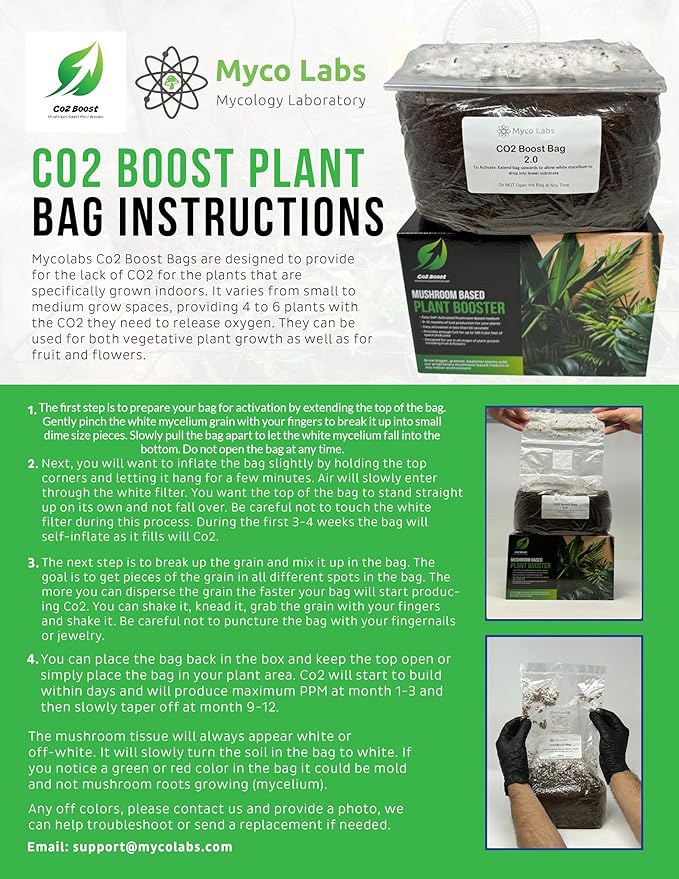 Myco Labs Co2 Boost Self-Activated Mushroom Grow Bag for Plants, Grow Rooms & Tents 2.0